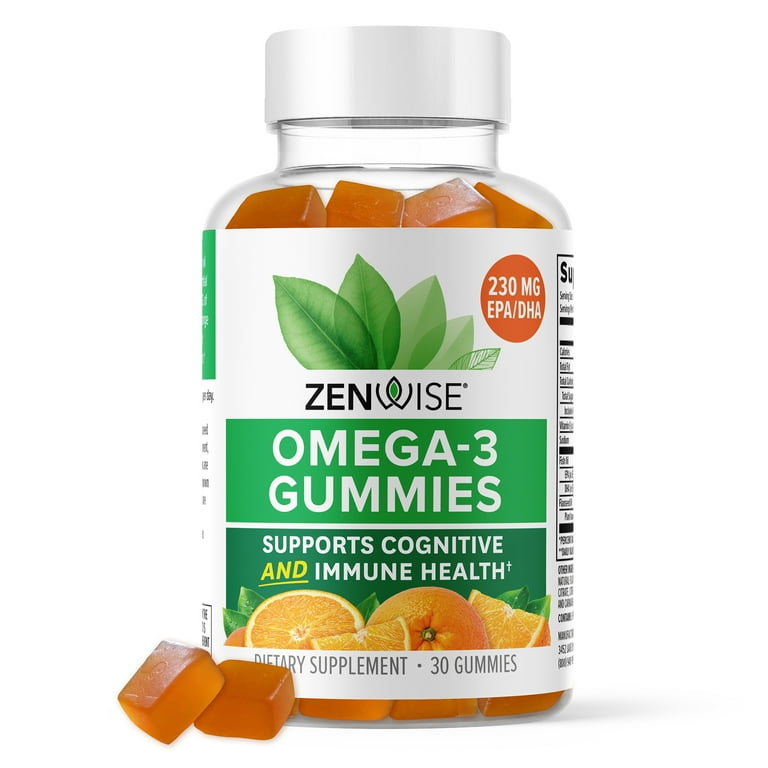 Zenwise Health Omega-3 Orange Tangerine Gummies 200mg Omega 3 DHA
