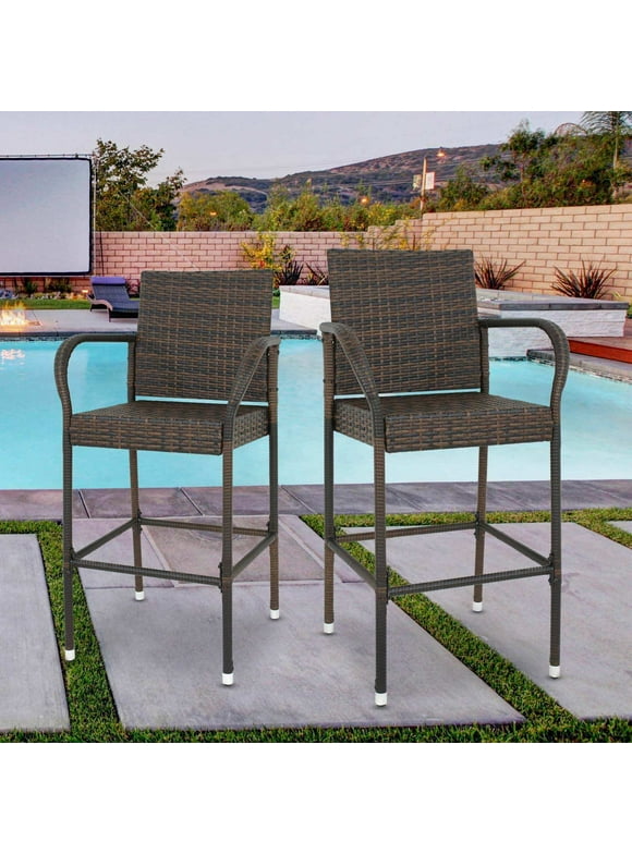Outdoor Wicker Bar Stools in Outdoor Bar Stools
