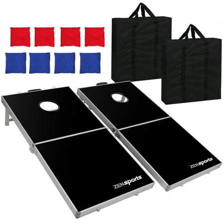 Zeny 4' x 2' Alumiunm Foldable Bean Bag Toss Cornhole Board Game Set Backyard Outdoor