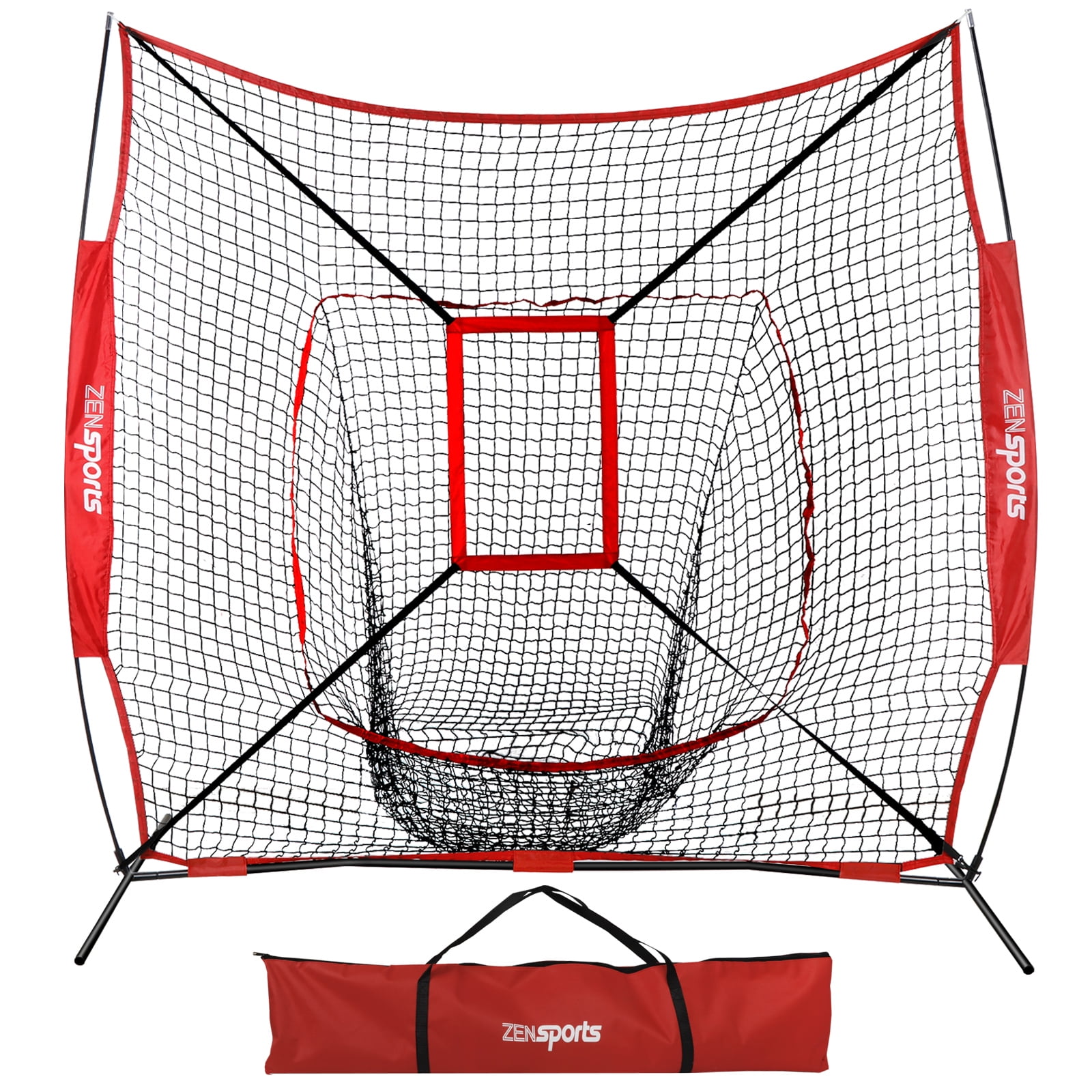 Zeny 7' x 7' Baseball Softball Practice Net Hitting Pitching Training Net w/Strike Zone,Bow Frame & Carry Bag