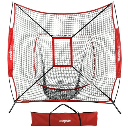 Zeny 7' x 7' Baseball Softball Practice Net Hitting Pitching Training Net w/Strike Zone,Bow Frame & Carry Bag