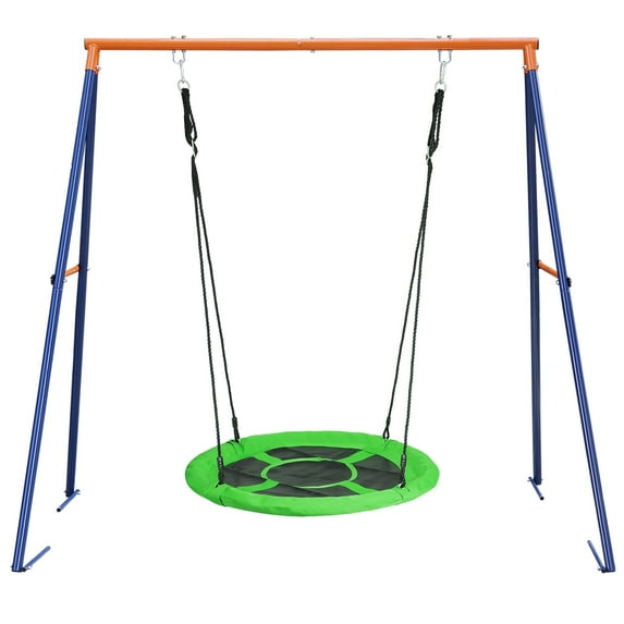 Zeny 73" H Freestanding Steel Swing Stand Indoor Outdoor Green Spider Swing 40"