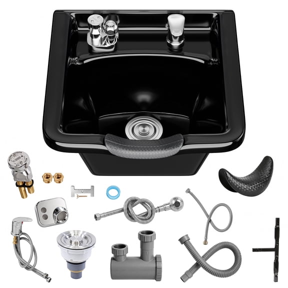 Zeny Black ABS Plastic Shampoo Sink Salon Hair Washing Bowl Easy to Clean Install for Home Hair Stylist