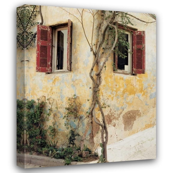 Zeny Cieslikowski 20x24 Gallery Wrapped Canvas Wall Art Titled - Two Windows Red Shutters