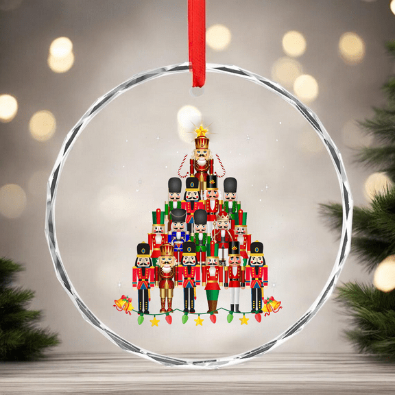 Zeny Decor Funny Nutcracker Chris.Tmas Tree For Men Women Ornament Anniversary Gift, CIRCLE Glass Ornament, Home Decoration, Lovers Gift