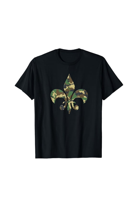 Fleur De Lis Camo New Orleans Nola Style Vintage T-Shirt BLACK Unisex S-5XL Shirt