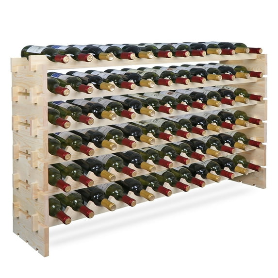 Zeny Home Pub Solid Wood Wine Rack - Freestanding Storage Display for Wine Lovers Four Different Sizes Suitable for Different Storing Amount (72 Bottles, 6 Tiers x 12)
