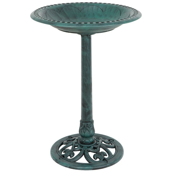 ZENY 28" Height Garden Resin Vintage Freestanding Bird Bath Bowl, Green
