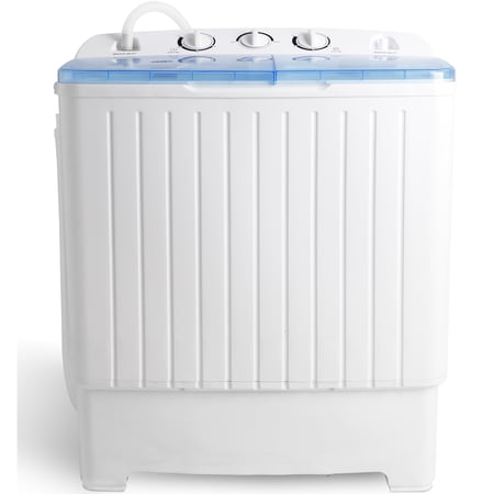 Zeny Portable Compact Mini Twin Tub Washing Machine Washer XL 17.6lbs Capacity With Wash and Spin Cycle, Built-in Gravity Drain