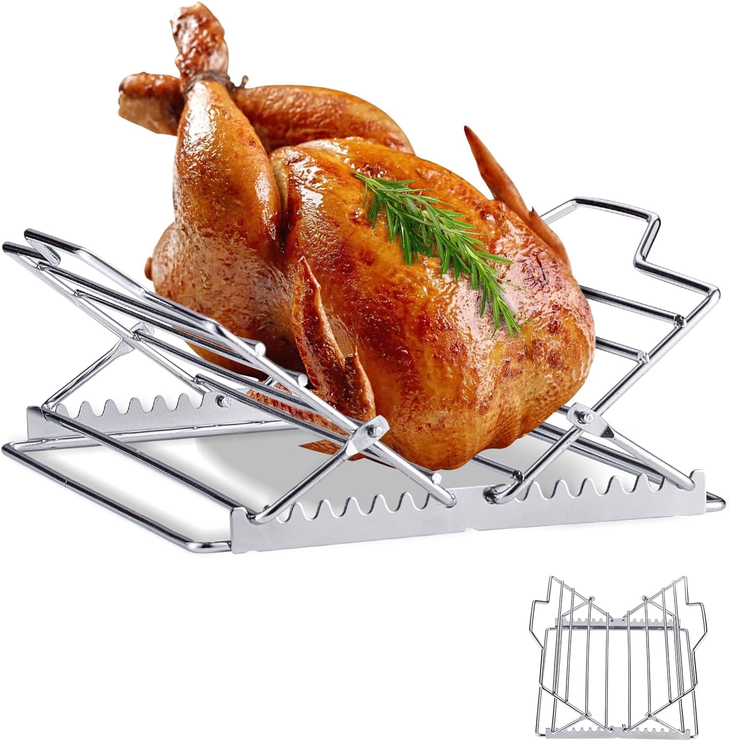 Metal Cooking Rack Zeokiar Adjustable Roasting Rack with Lift for Turkey Chicken, Fits ...