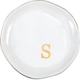 thumbnail image 1 of Ceramic Jewelry Tray, Initial Ring Dish Trinket Plate Engagement Gift, Small Personalized Monogram Ring Bowl for Wedding, White Decorative Jewelry Holder for Women Vanity -Letter S, 1 of 7