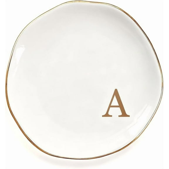 Zeokiar Ceramic Jewelry Trays, Small Jewelry Tray Dish Initials Ring Dish for Women, Monogrammed Gifts for Birthday Wedding Christmas