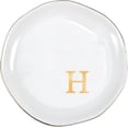 thumbnail image 1 of Ceramic Jewelry Tray, Initial Ring Dish Trinket Plate Engagement Gift, Small Personalized Monogram Ring Bowl for Wedding, White Decorative Jewelry Holder for Women Vanity -Letter H, 1 of 7