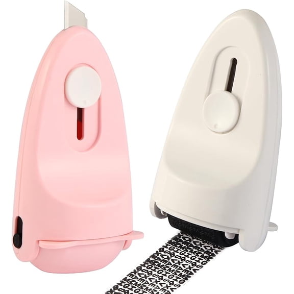Zeokiar Identity Privacy Protection Roller Security Stamp 2Pack - Guard Your ID with Refillable Ink, Built-in Cutter & Flip Cover Design, Compact Security Tool for Document & Mail Privacy (White+Pink)