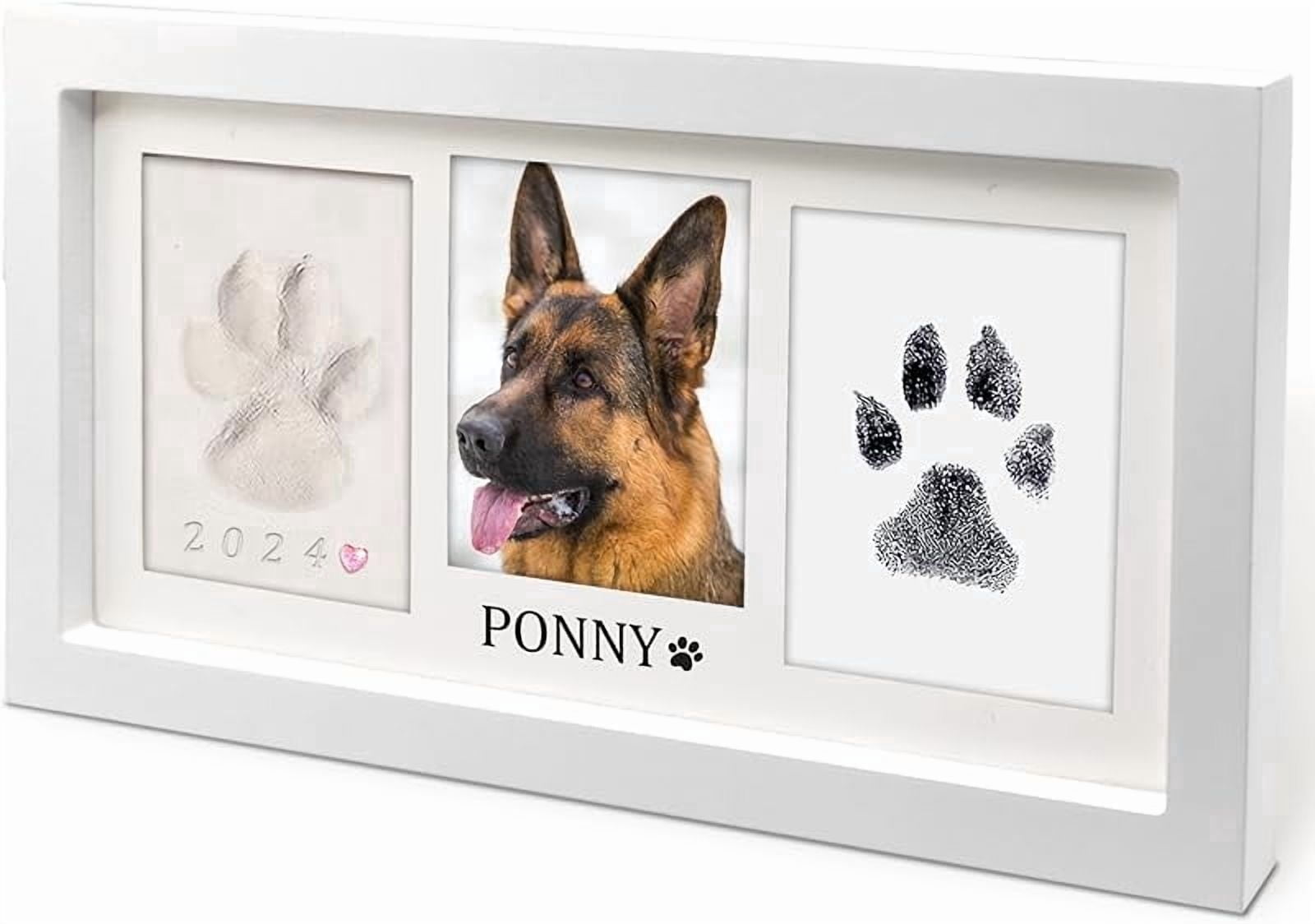 Zeokiar Paw Print Frame Kit,Dog/Cat Paw Print Kit,Soft Pawprint Clay&Clean Touch Ink Pad,Pet Paw Print Impression Kit with Customization Tool,Wooden Pet Memorial Frame,DIY Dog Lover Gifts