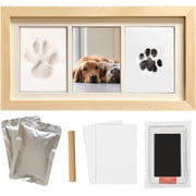 Zeokiar Paw Print Impression Kit for Dogs and Cats, 2 Clay, Large Ink Pad, Wooden Picture Frame, Pet Memorial Keepsake, Gift for Pet Owners & Lovers