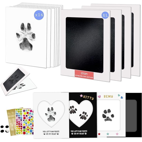 Zeokiar Paw Print Kit,Clean Touch/Inkless Ink Pad for Dog/Cat Pawprints,Paw Print Stamp Pad for Dogs,Dog Paw/Nose Print Kit Keepsake,Pet Paw Print Impression Kit with Frame,Gifts for Pet Parents-4L