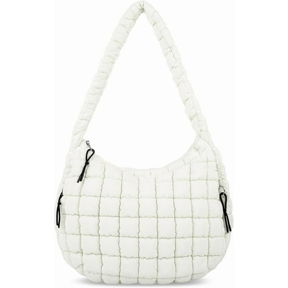Zeokiar Puffer Tote Bag for Women Quilted Tote Bag Quilted Carryall Bag Soft Puffy Crossbody Bag Lightweight Padding Hobo Handbags (Beige)