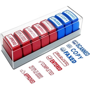 Zeokiar Self Inking Office Stamp Set for Approved Paid Completed Copy Faxed Scanned Busines Stamps Message Account Work Stamp(8Ps)
