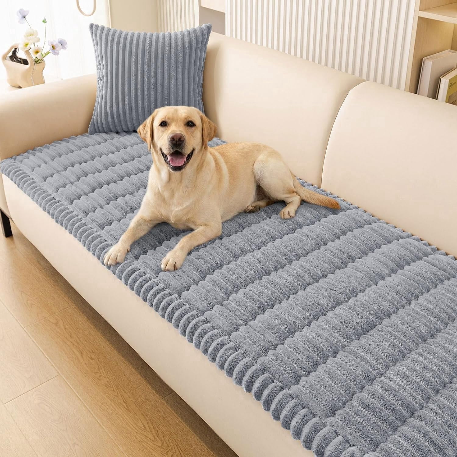Couch Cover for Dogs, Non Slip Washable Sofa Protector for Pets, Soft Furniture Cover for Pet, Stylish Sofa Covers, Cozy Protect Against Fur, Dirt & Everyday Messes (Grey, 27.6" x 82.7")
