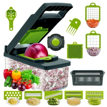 Zeokiar Vegetable Chopper,Food Chopper,14 in 1 Multifunctional Onion Chopper, Vegetable Slicer Dicer Cutter,Salad,Garlic Chopper, Kitchen Veggie Chopper with Container