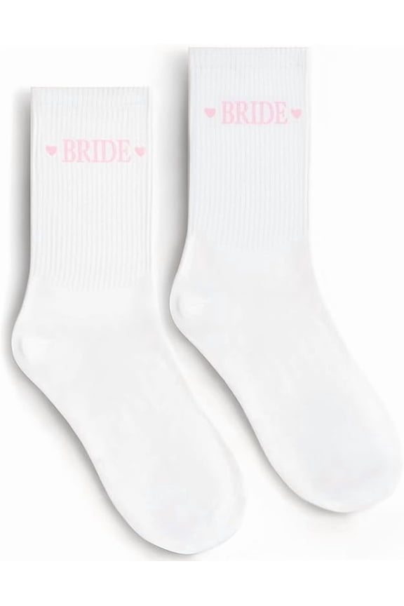 Womens Bride Socks, Pink Bridal Shower Gifts Bachelorette Decorations, Soft Cotton Bride To Be Socks Bridesmaid Footwear Gift For Wedding Day Engagement Party Honeymoon Essentials