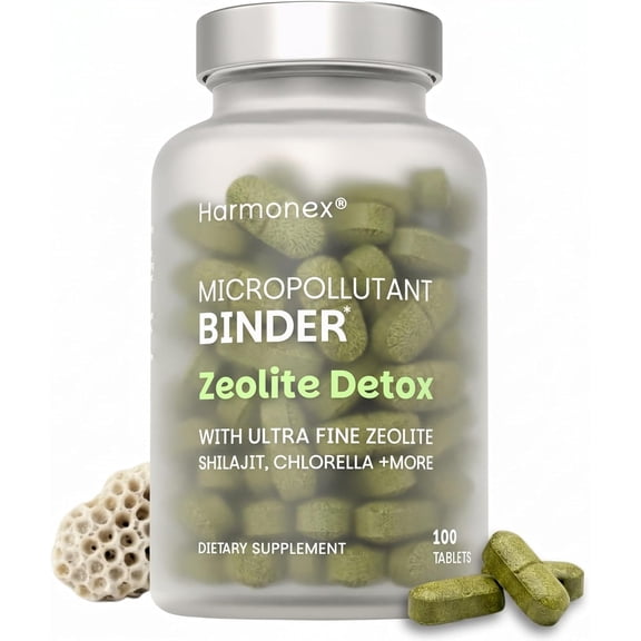 Zeolite Detox Micropollutant Binder Mineral & Herbal Complex Supplement with Zeolite, Chlorella, Shilajit & Milk Thistle Gut, Digestive & Liver Support Vegan, 3rd Party Tested 100 Tablets