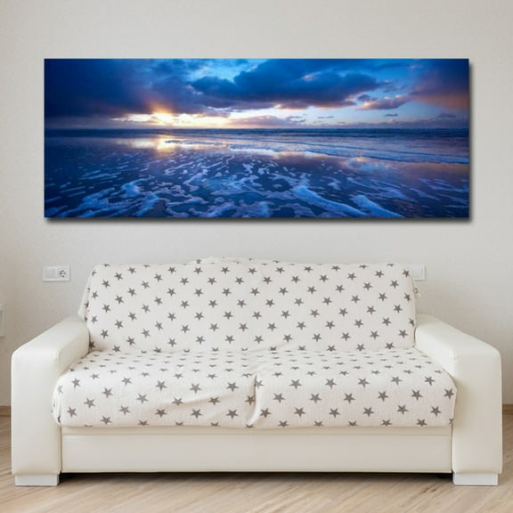 Zeonetak Beach Ocean Sunset Blue Sky and Coastal Scenery 19.7" x 59" Canvas Art Prints
