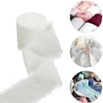 thumbnail image 1 of Zeonetak Chiffon Ribbon 1-1/2 inch x 5 Yard Handmade Fringe Chiffon Silk Ribbon for Wedding Invitations, Bridal Bouquets Wrapping, Flower Arrangement Decoration, 1 of 9