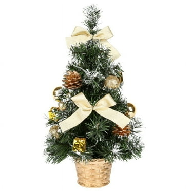 Zeonetak Pre-Lit Fiber Optic Christmas Tree with Colorful LED, Green, 15.7" x 7"
