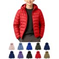 thumbnail image 1 of Zeophrasy Boys Hooded Puffer Jacket Quilted Lightweight Winter Coat Full Zip Warm Windproof Outerwear for Kids, 1 of 7
