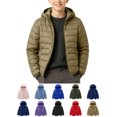 thumbnail image 1 of Zeophrasy Boys Hooded Puffer Jacket Quilted Lightweight Winter Coat Full Zip Warm Windproof Outerwear for Kids, 1 of 7