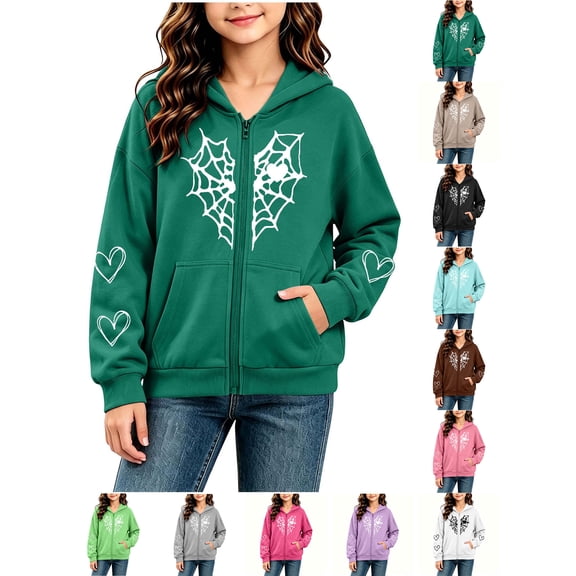 Zeophrasy Kids Hooded Pullover Sweatshirt Long Sleeve Cute Graphic Casual Warm Soft Top