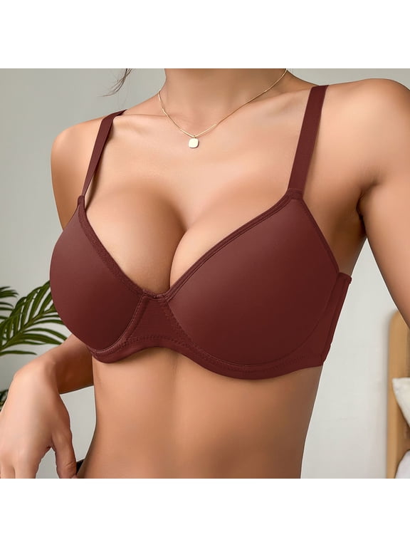 Women's Push up Bra No Underwire Seamless Bras Underwear Comfort Lightly Padded T-Shirt Bra, 32B/C-40B/C