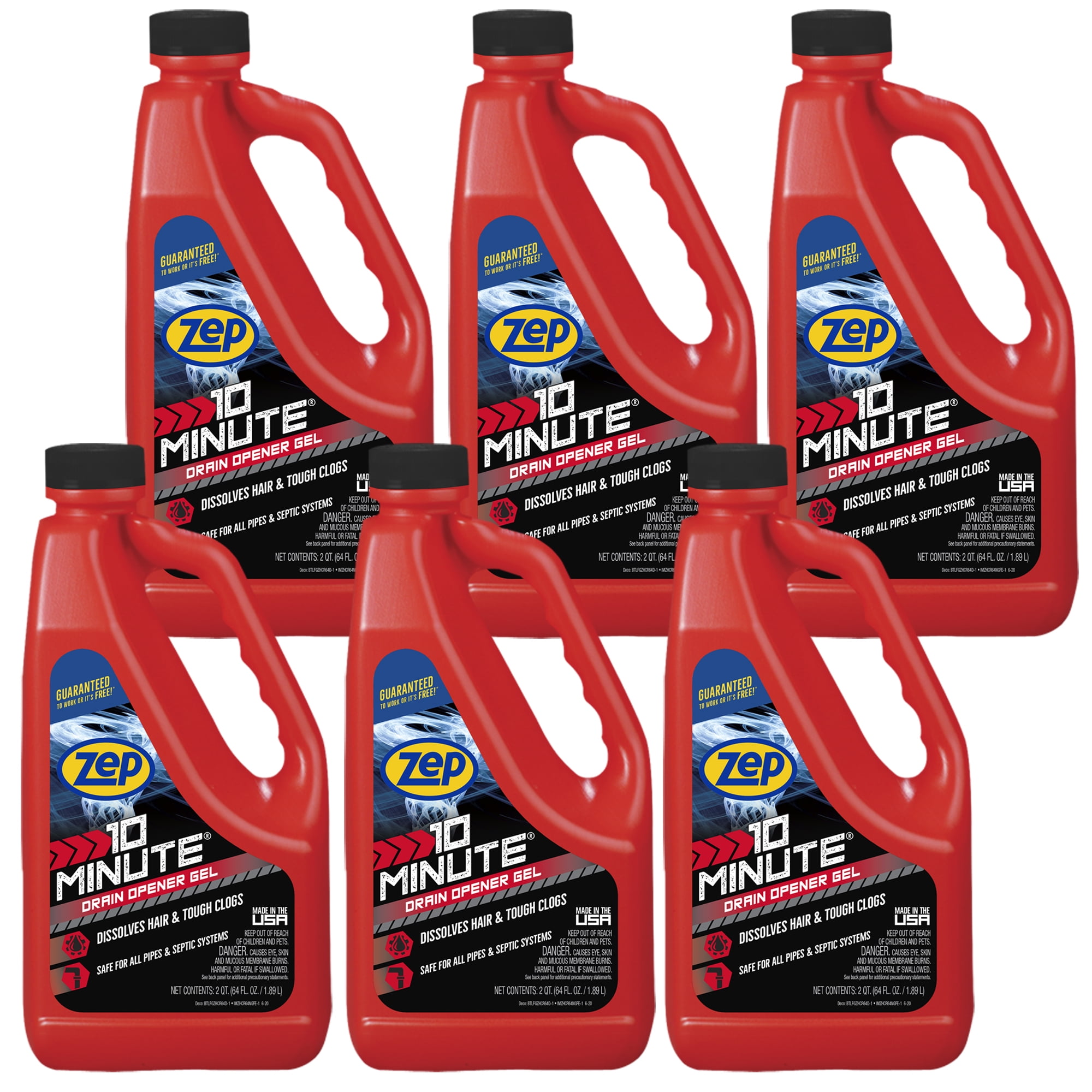 Zep 10 Minute Drain Opener Gel 64 Ounce (Case of 6) ZHCR64NG Commercial Strength, Fast Acting