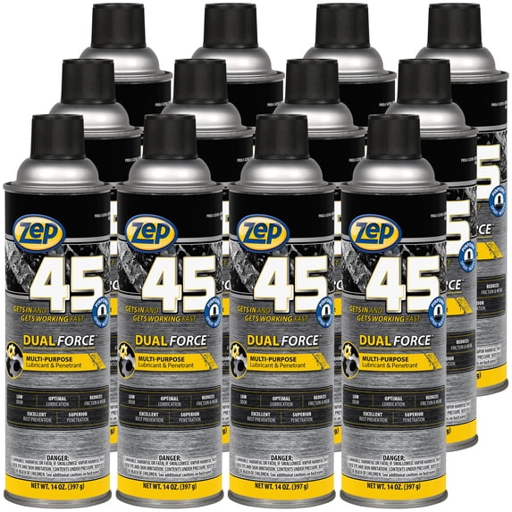 Zep 45 Dual Force Multi-Purpose Penetrant and Lubricant - 14 oz (Case of 12) - 325101 - Excellent Rust Prevention, Superior Penetration, Low Odor