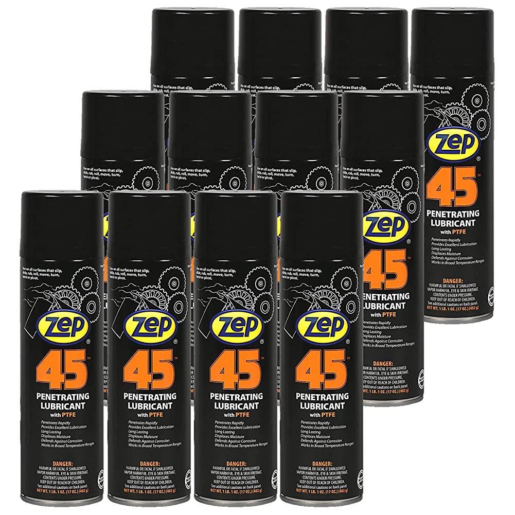 Zep 45 Professional Lubricant 17 oz Spray (Case of 12) Lubricates Metal & Moving
