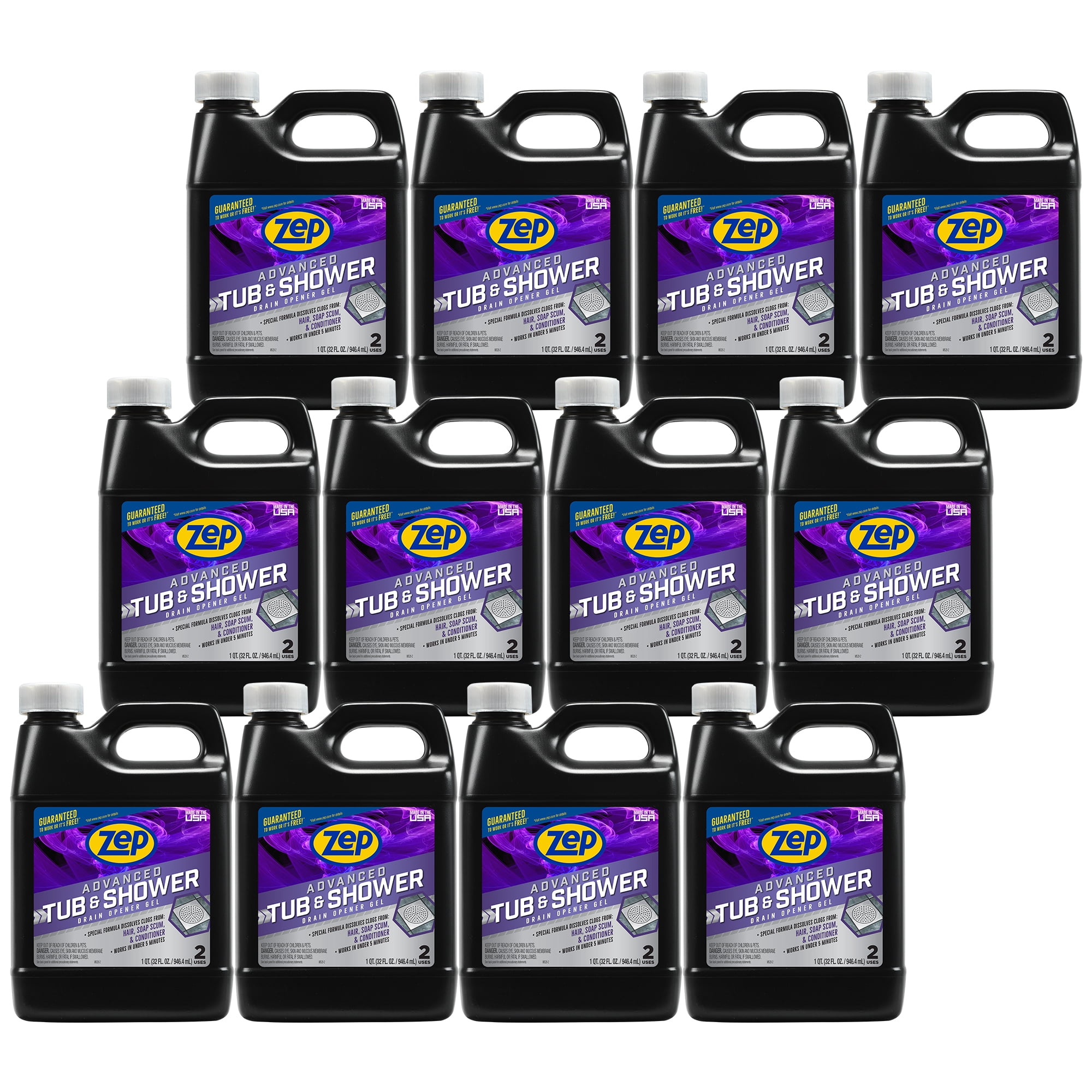 Zep Advanced Tub and Shower Drain Opener Gel - 32 oz (Case of 12
