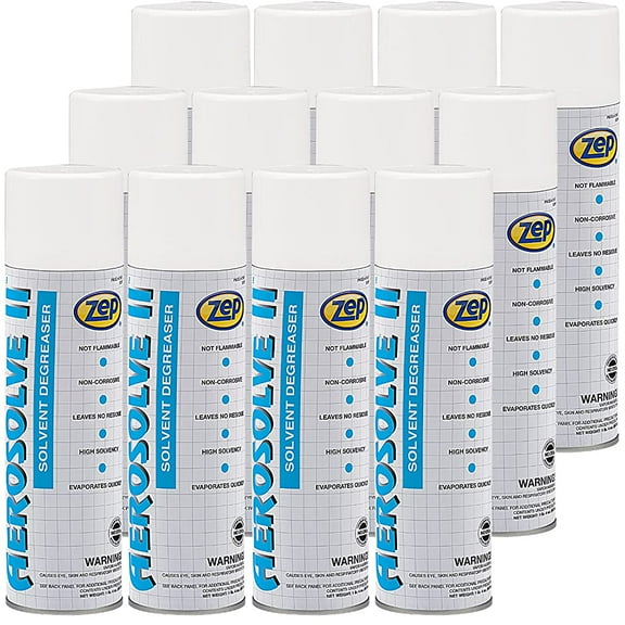 Zep Aerosolve III Solvent Degreaser - 20 oz (Case of 12) 18101 - Fast Evaporating, Non-Flammable, Removes Heavy Greasy Soils from a Variety of Metal Surfaces