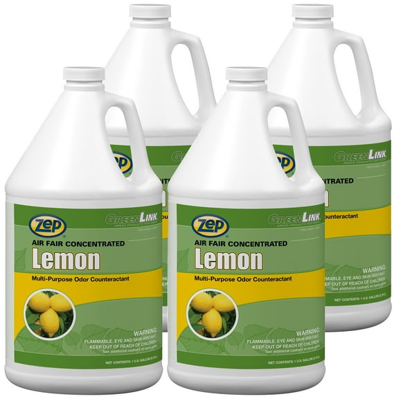 Zep Air Fair Concentrated Lemon Multi-Purpose Odor Counteractant - 1 Gal (Case of 4) - 199524- Water-based Deordorant That is Highly Effective Blend of Odor Nuetralizing and Masking Agents