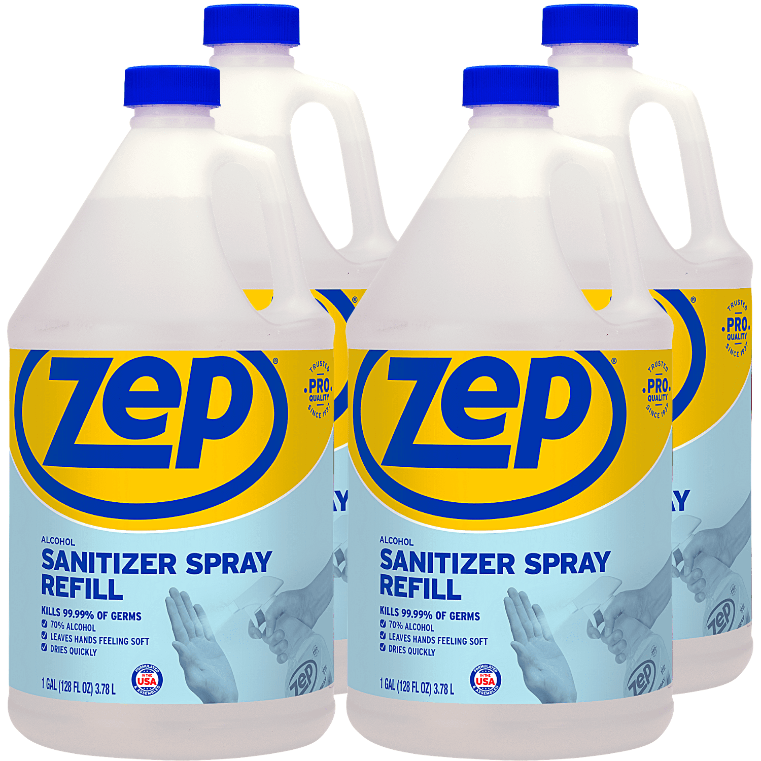Zep Alcohol Disinfectant Sanitizer Spray Refill 1 Gallon (Case of 4