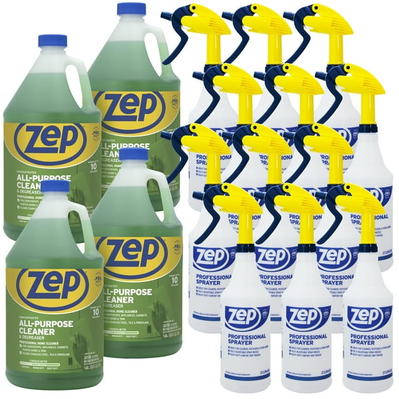 Zep All-Purpose Cleaner and Degreaser Concentrate 1 Gal (Case of 4) Professional Sprayer Bottle (Case of 12) - ZU0567128 - Cuts Through Grease, Grime and Dirt With Ease