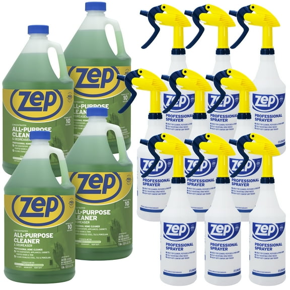 Zep All-Purpose Cleaner and Degreaser Concentrate 1 Gal (Case of 4) Professional Sprayer Bottle (Case of 9) - ZU0567128 - Cuts Through Grease, Grime and Dirt With Ease
