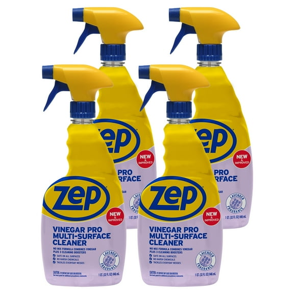 Zep All-Purpose Cleaner With Vinegar Added - 32 oz (Case of 4) R48432 - Powerful Everyday Multi-Surface Cleaning Spray