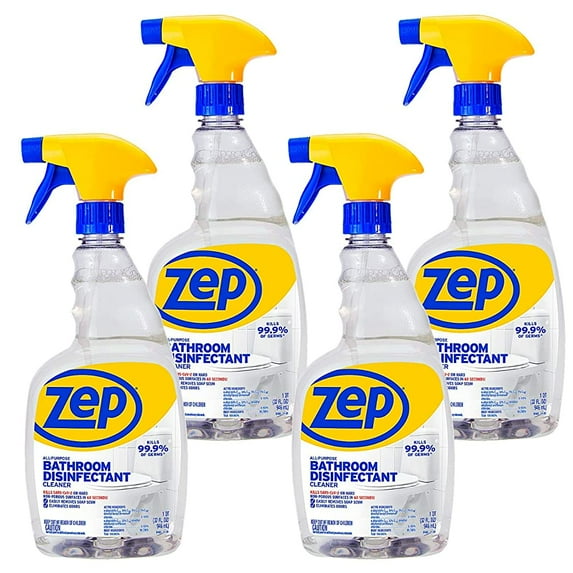 Zep All-Purpose Bathroom Disinfectant Cleaner - 32 oz (Case of 4) ZUAPBD32 - Virucidal, Fungicidal, Mildewstat, Kills 99.9 Percent of Germs in 60 Seconds