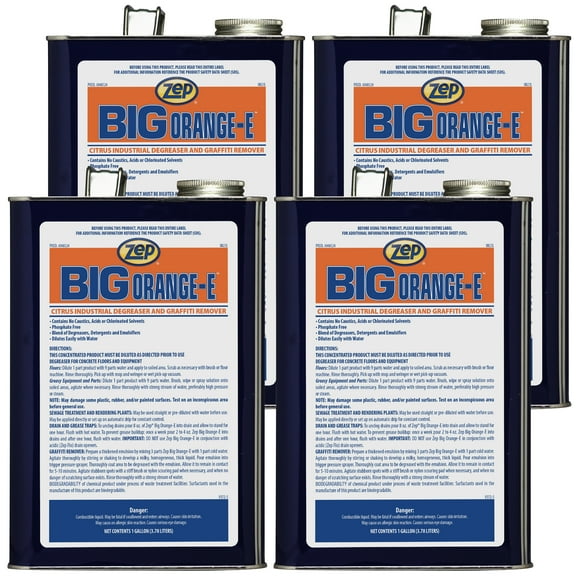 Zep Big Orange-E Citrus Industrial Degreaser and Graffiti Remover - 1 Gallon (Case of 4) - 48524 (FOR WORKPLACE and INDUSTRIAL USE ONLY)