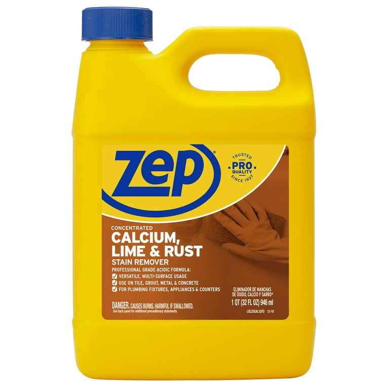 Zep Calcium, Lime & Rust Stain Remover - Concentrate Liquid - 32 fl oz (1 quart) - 1 Each - Yellow