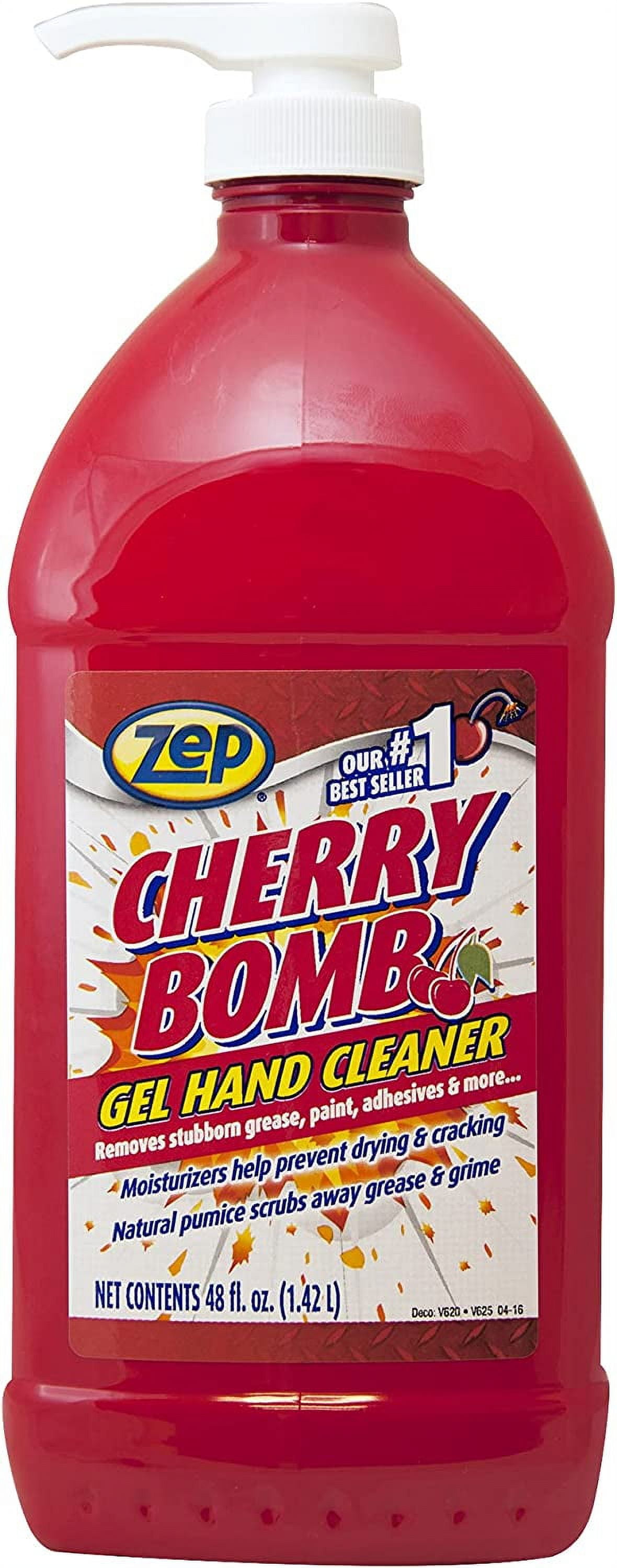Zep Cherry Bomb Industrial Hand Cleaner Gel with Pumice - 1 Gal (Case of 4)  - 1049525 - Heavy-Duty Shop Grade Formula, Four Pumps Included 