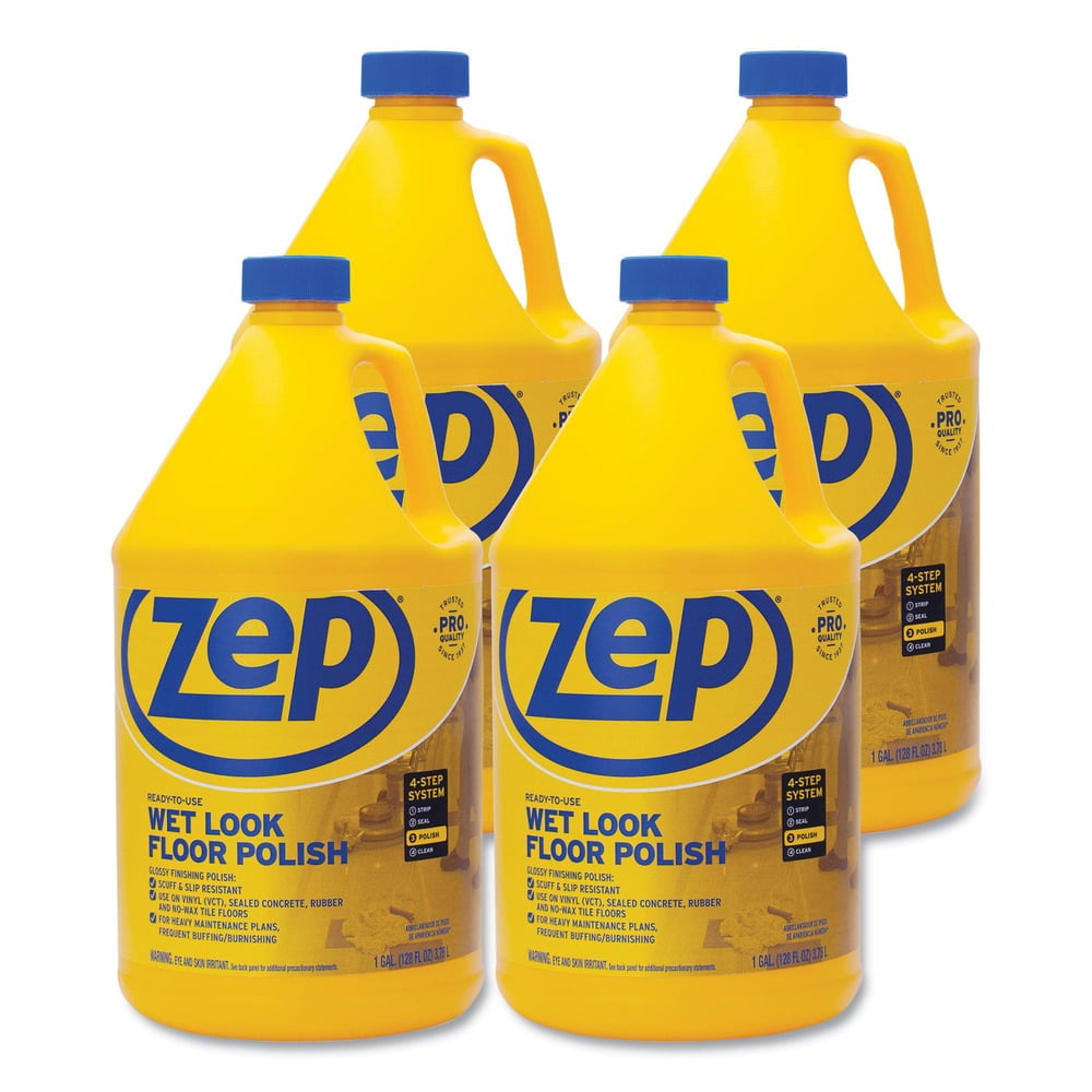 Wet Look Floor Polish, 1 gal, 4/Carton