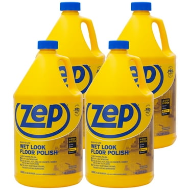 Zep Wet Look Floor Polish - 1 Gallon (Case of 4) ZUWLFF128 - Long-Lasting Glossy Finishing Polish for Vinyl (VCT), Concrete, and Tile Floors
